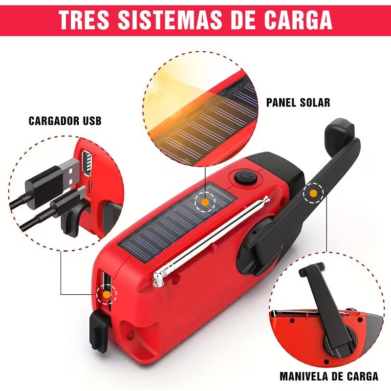 Radio Solar de Emergencia con Manivela y Linterna - Imagen 4